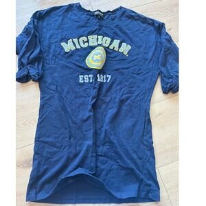 Michigan Wolverines T-Shirt tunic dress Womens Medium embroidered Navy Graphic